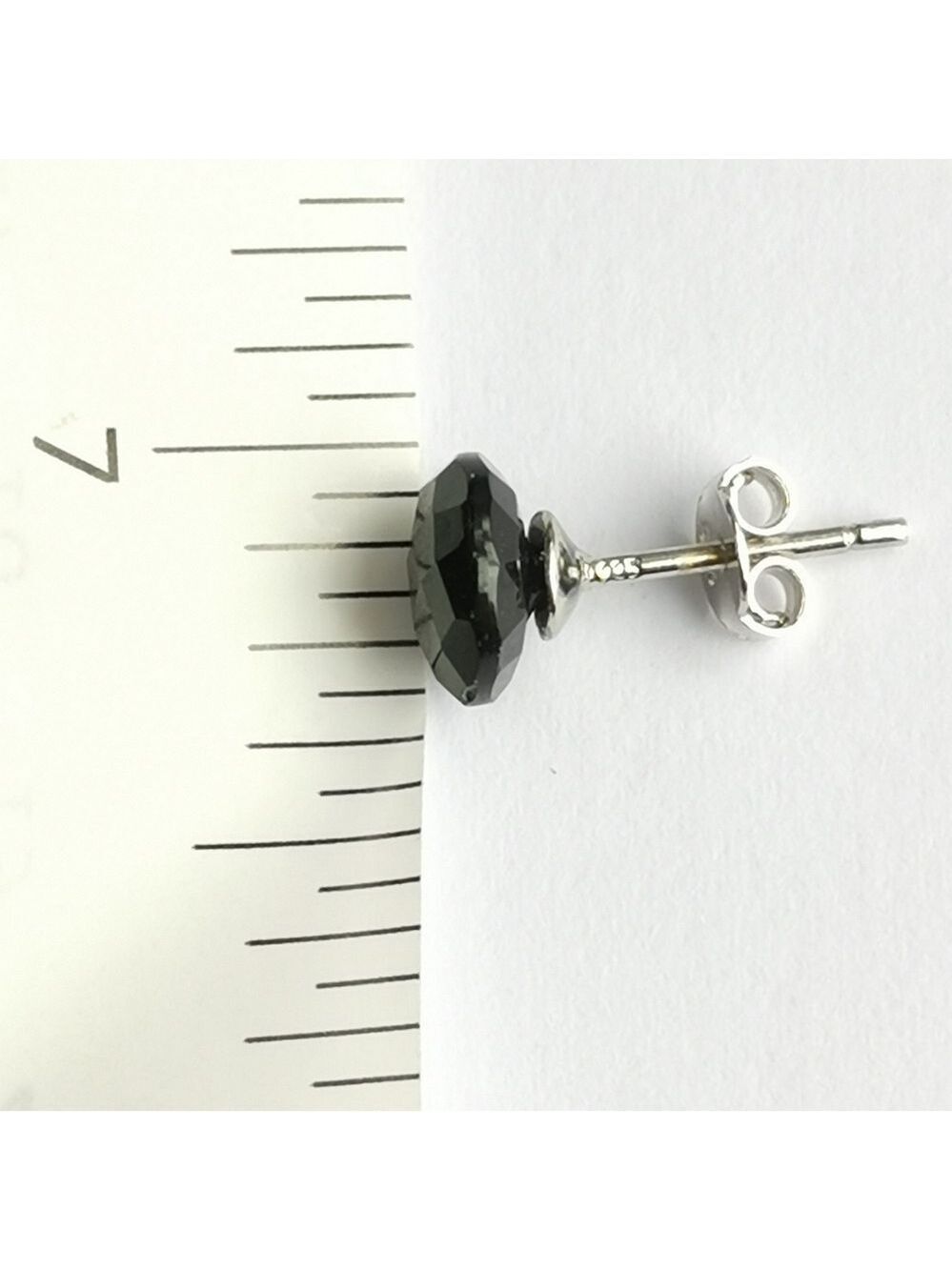 NEW Faceted Black Onyx stud earrings on Sterling Silver - Picture 3 of 5